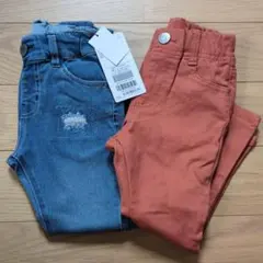 FOKIDS/ブルーデニムとオレンジスキニージーンズセット 100cm