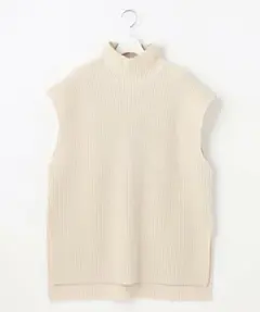 美品 UNFILO アンフィーロ アイボリー タートルネック 片畔ニットベスト