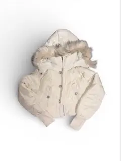 アイボリー フード付きダウンジャケット