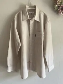 WEATHERCOCK L ベージュ系ストライプ シャツ