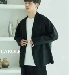 【LAKOLE】良品✨メンズ　オーバーサイズ テーラードジャケット ブラック Lのサムネイル