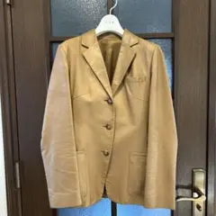 ベージュ レザージャケット ボタン付き