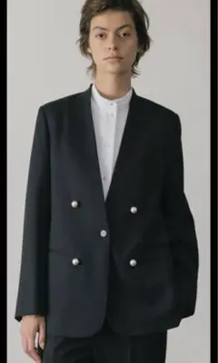 CINOH チノ BLACK FORMAL ノーカラージャケット パールボタン