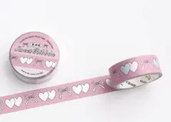 BUNNY海外文具　ハート リボン デザイン　ピンク シルバー　マスキングテープ