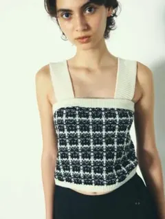 チェック柄ニットビスチェ