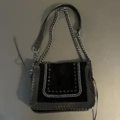 Zara ブラック チェーン レザーショルダーバッグのサムネイル