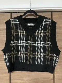 WEGO チェック柄 ニットベスト Fサイズ