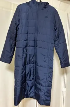 adidas climastorm ネイビー フード付き ロングダウンジャケット