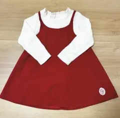 conoco バースデイ キッズ ワンピース 100 重ね着風 赤 美品