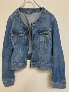 デニムブルー クロップド丈ジャケット