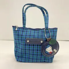 ♦︎A75 familiar ファミリア ミニミニトートバッグ　青　チャーム付き