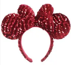 ディズニーカチューシャ スパンコール 赤