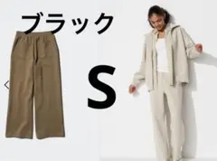 新品　ユニクロ　ドライスウェットワイドパンツS ブラック