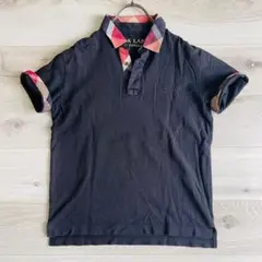 【ブラックレーベルクレストブリッジ】ポロシャツ チェック 半袖 黒 E1176