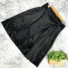 美品 Rubyrivet 膝丈スカート 36 ブラック リボン ラップ風