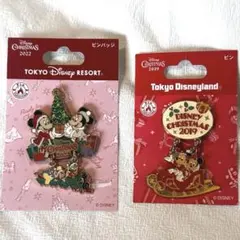 ディズニー　クリスマス　ピンバッジ　2点セット