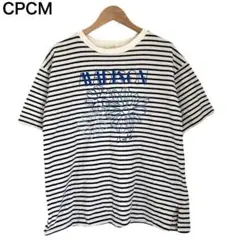 CPCM　花柄　ボーダー　プリントレディース　コットン　半袖　丸首　Tシャツ　Mのサムネイル