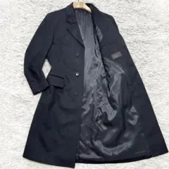 極美品 90s カシミヤ100% マキシ丈 チェスターコート 比翼 ダークグレー