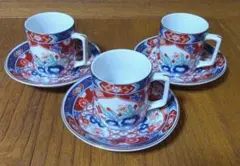 ♥更に値下げ♥春の特価20%OFF 有田若山窯　金彩古伊万里風コーヒーカップ3客