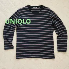 ユニクロ UNIQLO ボーダー Tシャツ カットソー ロンＴ 七分袖 L