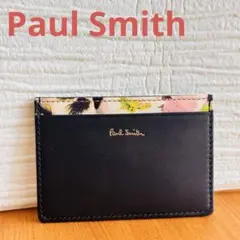 Paul Smith ポールスミス　レザー パスケース 定期入れ　ネイビー　花柄