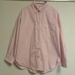 GU ピンクストライプ 長袖シャツ S トップス