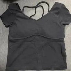 【SUKALA】カップ付きオープンネックニット tee　Lサイズ　LAVA ヨガ