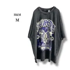 【H&M】オーバーサイズTシャツ　プリント　ヴィンテージストーンウォッシュ風　M