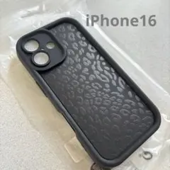 レオパード柄　iPhone16ケース ブラック