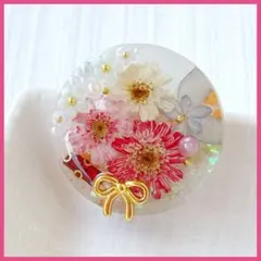A77】レジンとドライフラワーのハンドメイドヘアゴム /ポニーフック