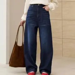 モノマート　レディース　デニム　M ワイドストレートデニムパンツ　ボトムス
