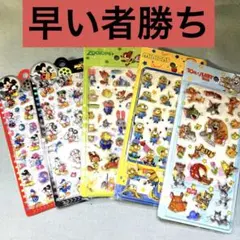 ５枚セット　ミニオン　ズートピア　トムジェリ　ミッキー　立体　ジュエリー　シール