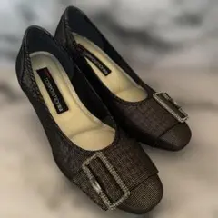 美品✨コンポジション9 ビジューベルトラメウェッジソールパンプス22.5のサムネイル