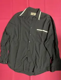 古着　used 長袖　デザインシャツ　ブラック