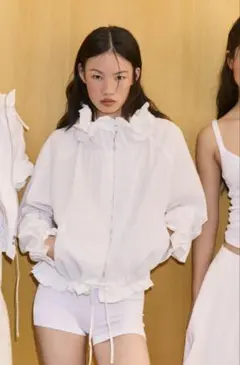 ZARA フリルトリムジップアップジャケット L - メルカリ