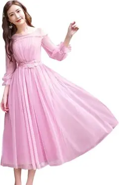 ❣️ふんわり華やか❣️パーティードレス ワンピース 結婚式 レース ロング