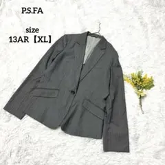 P.S.FA テーラードジャケット オフィスカジュアル ストライプ グレー XL