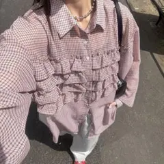 フリルドッキングオーバーシャツ/シアー