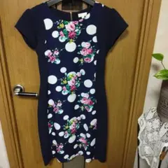 Liebe花柄ドットデザインキャップースリーブワンピース 40