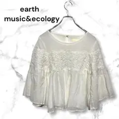 アースミュージックアンドエコロジー　ブラウス　　刺繍入り　長袖　レギュラー丈　F
