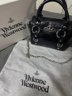 ブラックVivenne Westwood クロコミニショルダーバッグ