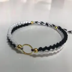 ミサンガアンクレット ブラックホワイト