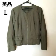 美品✨IMAGE ノーカラー ジップアップジャケット　オリーブ　薄手　春〜秋のサムネイル