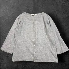 【大人気】45rpm カーディガン グレー　コットン　ボタン　七分袖　2のサムネイル