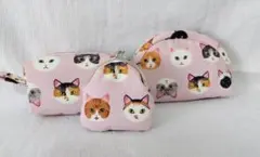 猫柄　ポーチ ２ 　がまぐち　セット