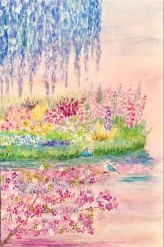水彩画 小鳥と水面の波紋 値段は※900円です 額なし - メルカリ