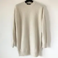 ゴビ GOBI カシミヤ リブ クルーネックロングニット S アイボリー