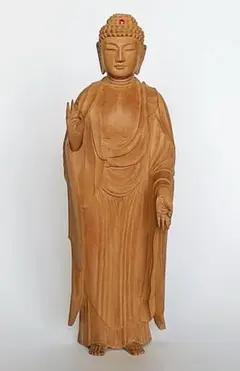 釈迦如来坐像 3寸 #334 像のみ 金彩無 お釈迦さま ◆白檀 木彫 仏像 釈迦如来坐像 3寸 #334 像のみ 金彩無 お釈迦さま ◇白檀 木彫 仏像