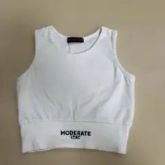 lovetoxic ホワイト リブタンクトップ