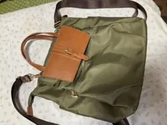 オリーブグリーン ナイロン ３ウェイ　リュック型トートバッグ
